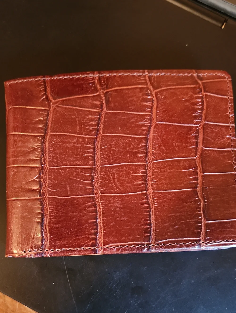 Men's Brighton Brown Croc-Embossed Leather Wallet
